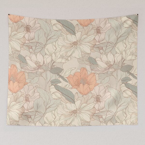 Item preview, Aesthetic floral seamless pattern in pastel colors with lilies drawn in fine graphics style designed and sold by SeamlessGuru.
