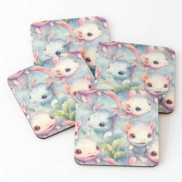 Artikelvorschau, Kawaii Axolotls Fantastische Tiere Niedliches Axolotl-Liebhaber-Aquarellmuster entworfen und verkauft von SecretDicer.