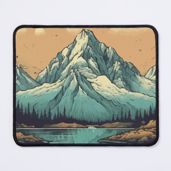 Item preview, A Retro Mount Cook / Aoraki with River In Dusky Blue and Peach- Vintage New Zealand  designed and sold by GVRDesign.