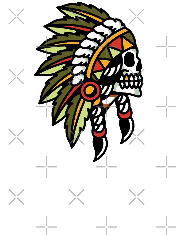 Traditional Native American Red Indian Skull Tattoo | Kids T-Shirt