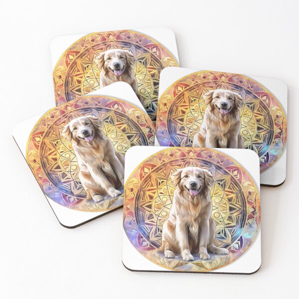 Item preview, Spiritual, happy Golden Retriever sacred geometry mandala sticker! designed and sold by Alanna Rose Realm.