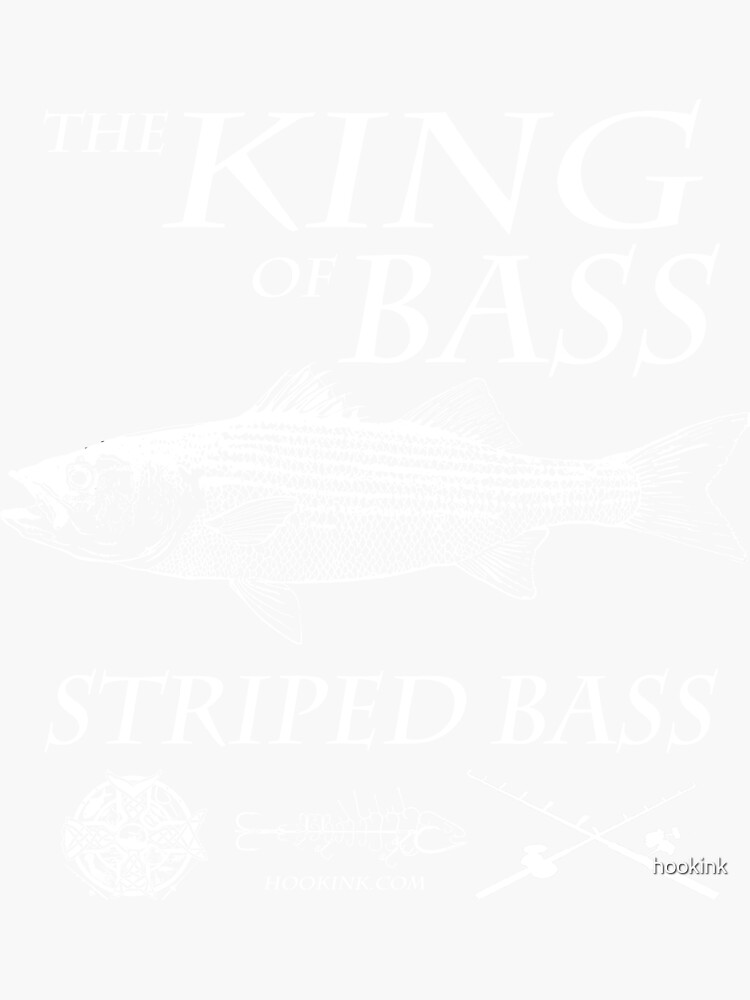 the King of Bass The striped Bass Sticker for Sale by hookink