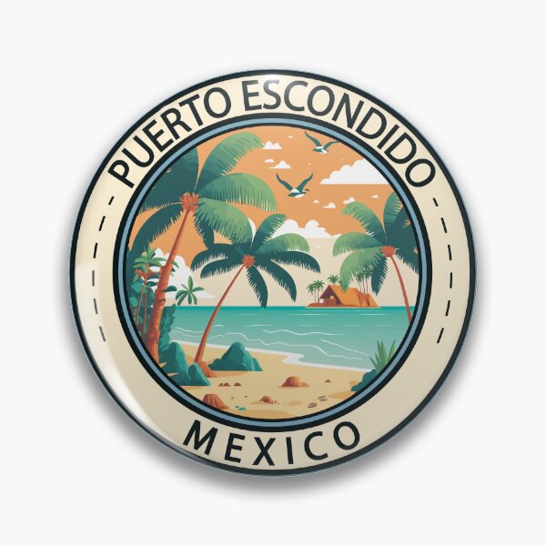 Item preview, Puerto Escondido Mexico Hut Badge designed and sold by KrisSidDesigns.