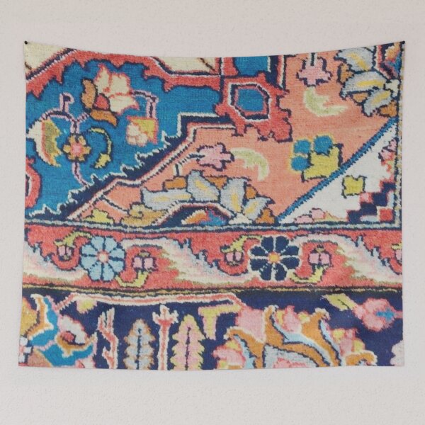 Item preview, Antique Persian Rug Print With Pink & Blue Flowers designed and sold by Vicky Brago-Mitchell®.