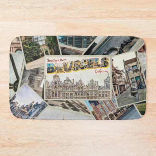 Item preview, Greetings from Brussels in Belgium Vintage style retro souvenir designed and sold by DeveloperProp0.