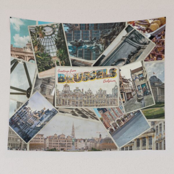 Item preview, Greetings from Brussels in Belgium Vintage style retro souvenir designed and sold by DeveloperProp0.