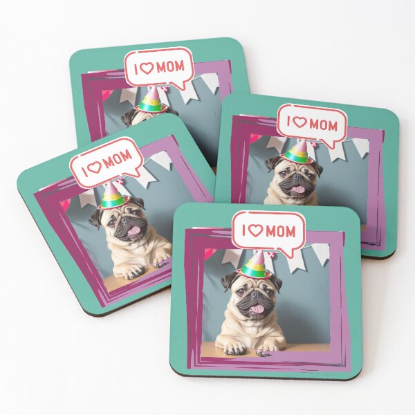 Item preview, Cute Pug puppy dog Happy Mother's Day in party designed and sold by Tio-Tecun.