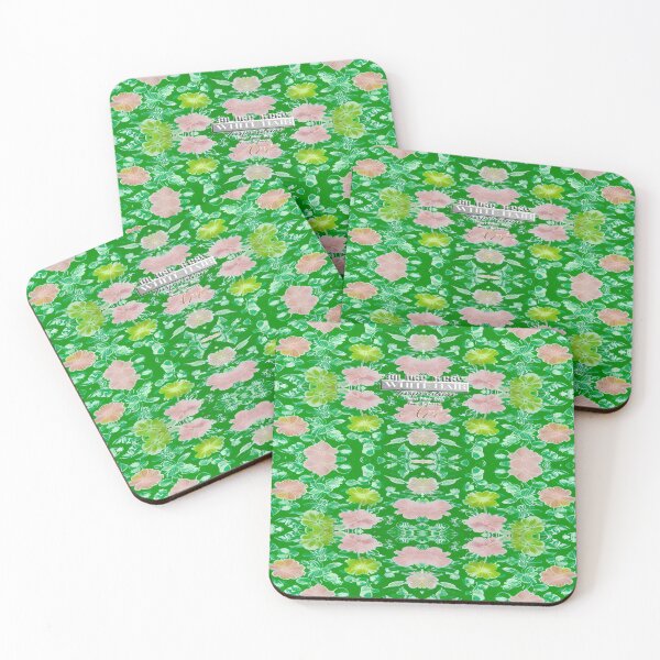 Item preview, Silver Grey White heir inspiration, green, and pink abstract flower pattern designed and sold by markyboyce247.