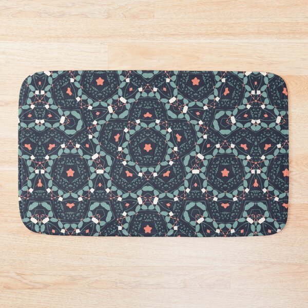 Item preview, Midnight Blue Background with Light Blue and Pink Octagonal Shapes Pattern  designed and sold by MimsTees.
