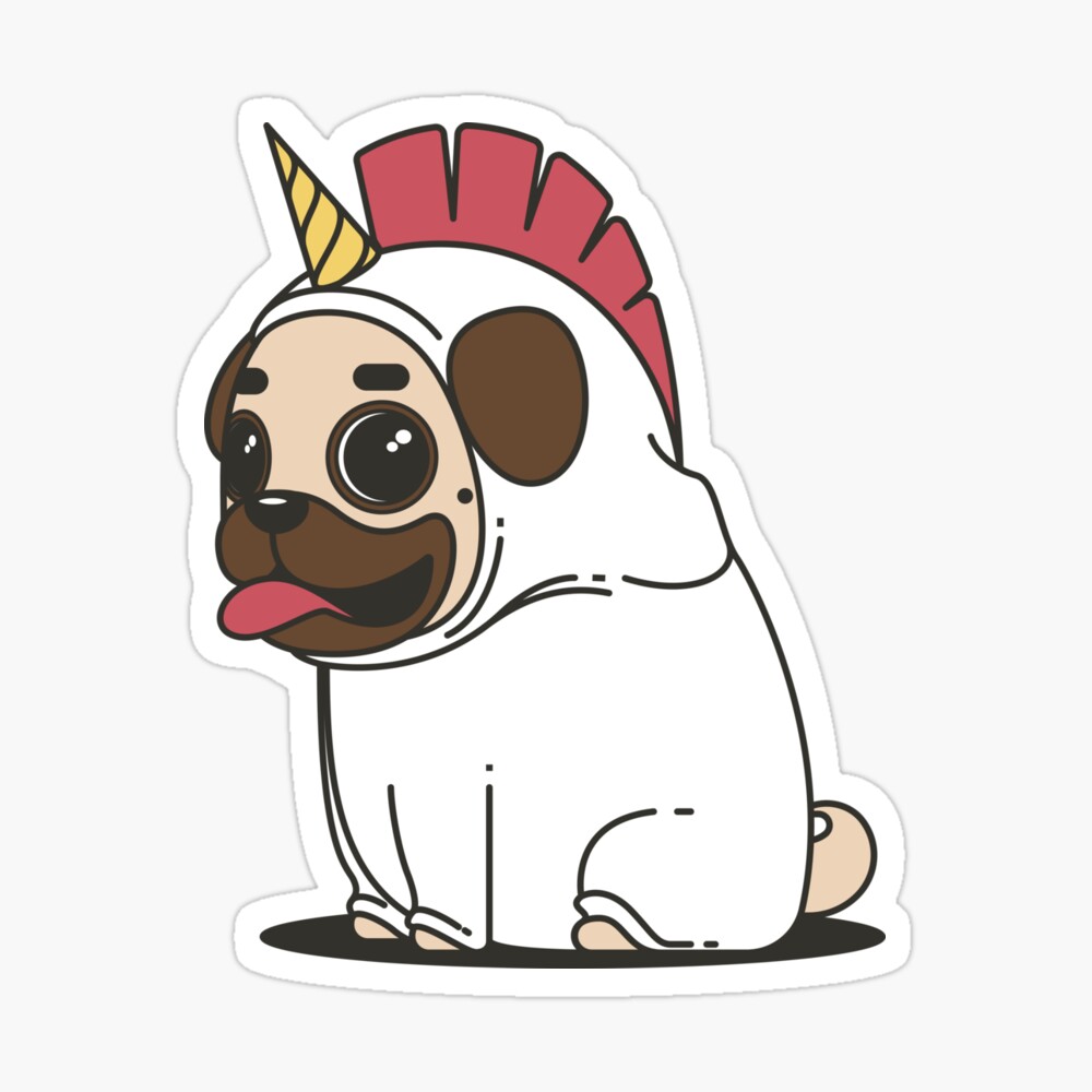 pug dressed up as a unicorn