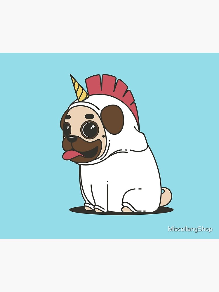 Cute Cartoon Pug Dog In Unicorn Costume Duvet Cover By Miscellanyshop Redbubble
