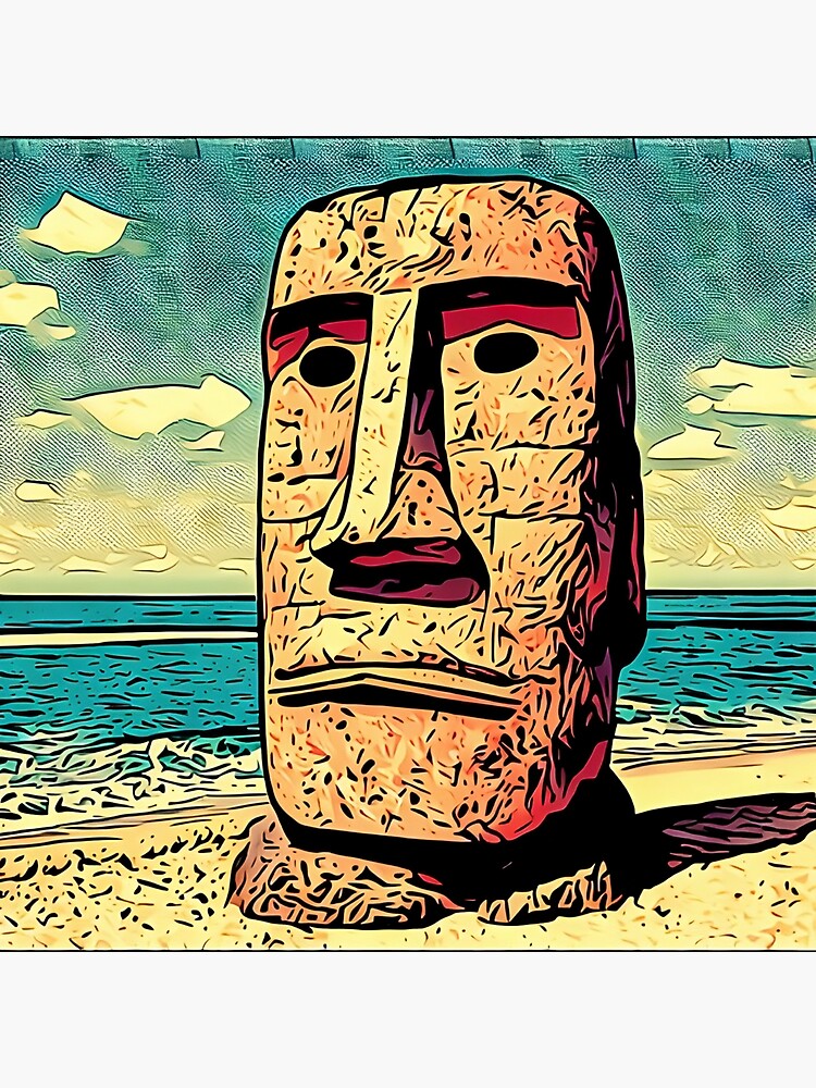 Cartoon-style moai statue