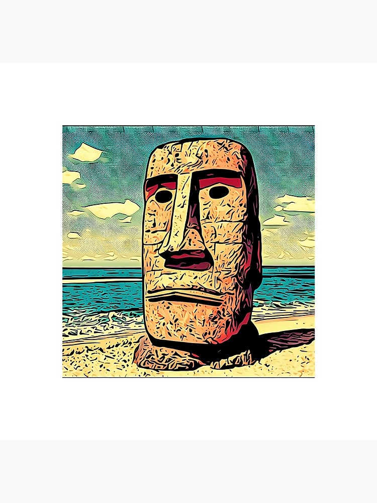 Cartoon-style moai statue