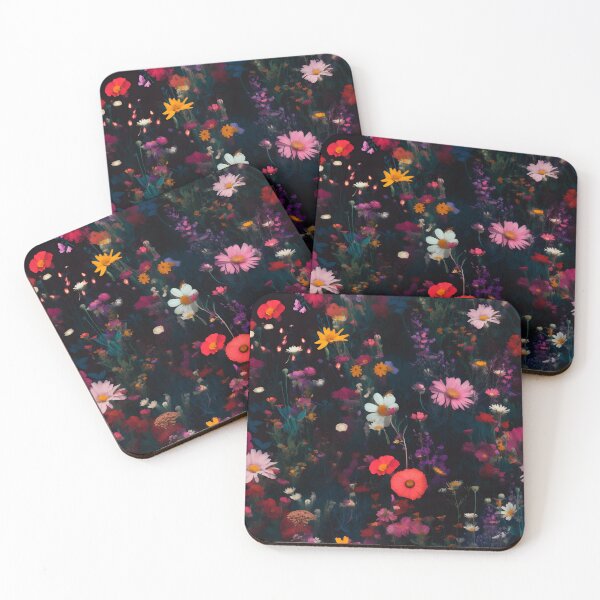 Item preview, Seamless floral pattern with wild bright wildflowers on a dark background designed and sold by SeamlessGuru.