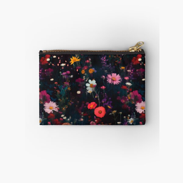 Item preview, Seamless floral pattern with wild bright wildflowers on a dark background designed and sold by SeamlessGuru.