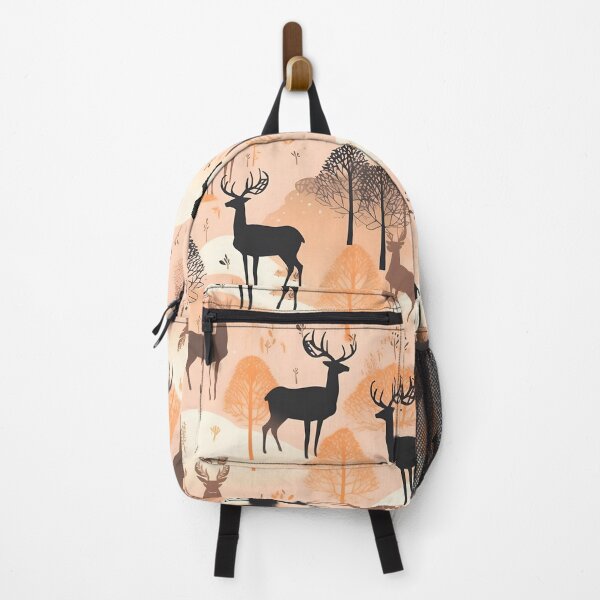 Item preview, Seamless animal pattern with deers in the forest in pastel warm drawning style designed and sold by SeamlessGuru.