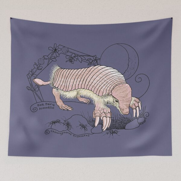 Item preview,  A Pink Fairy Armadillo under the moon - lavender background designed and sold by mernstw.