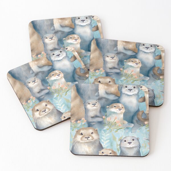 Item preview, Seamless animal pattern with qute otter family  designed and sold by SeamlessGuru.