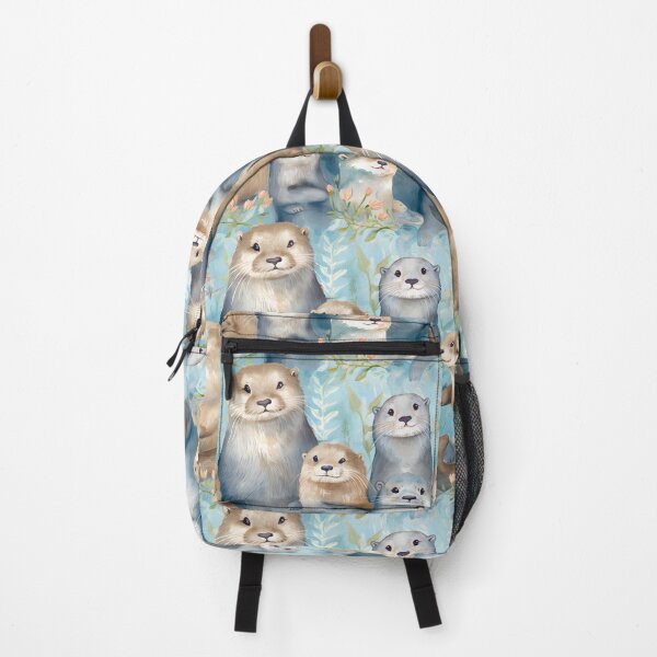 Item preview, Seamless animal pattern with qute otter family designed and sold by SeamlessGuru.