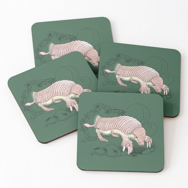 Item preview, A Pink Fairy Armadillo under the moon - green background designed and sold by mernstw.