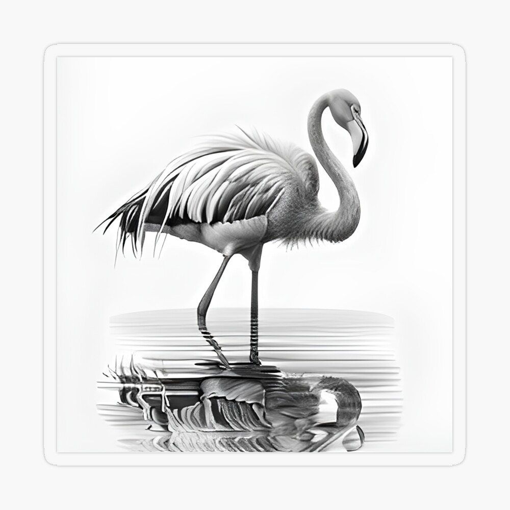 Flamingo Ink Drawing In Splash of Inked Black and White Animal Intricate  Details Poster by Jeff Creation - Pixels