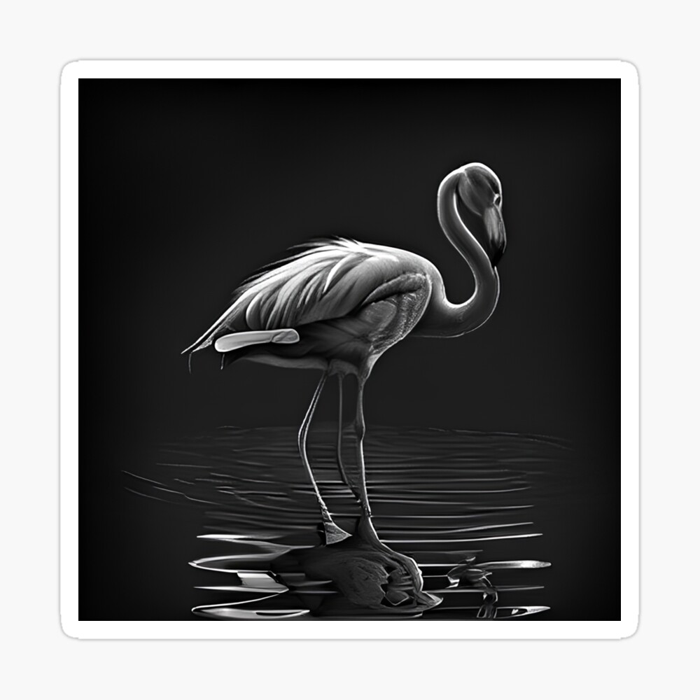 Black and white Flamingo drawing Poster for Sale by Pencil-Art