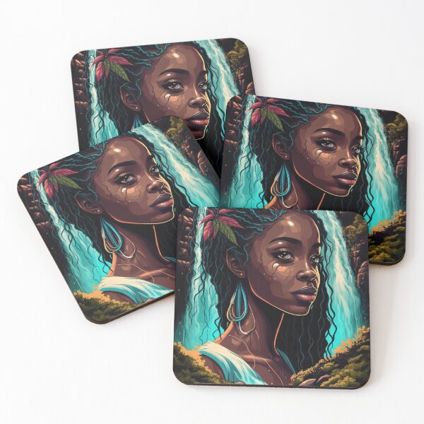 Item preview, Serene Beauty: Black Girl Next to a Waterfall designed and sold by Design Den.