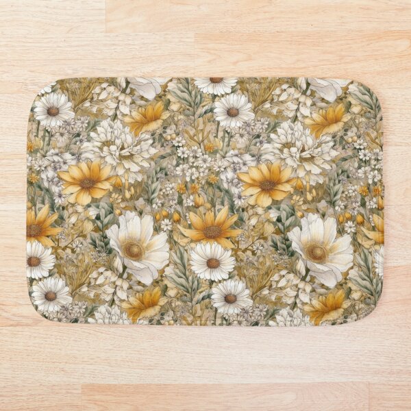 Item preview, Flores silvestres de acuarela blanca y amarilla designed and sold by StylizedPattern.