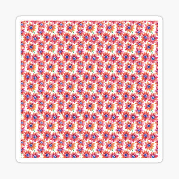 Item preview, Red and Blue Watercolor Flower Pattern on White Background designed and sold by Aaron2610.