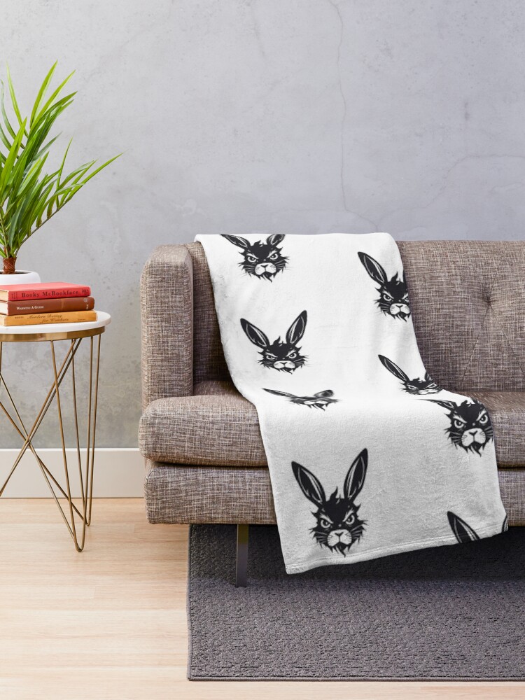 Thumbnail 2 of 6, Throw Blanket, Angry Black Rabbit designed and sold by Wall-Art-Design.
