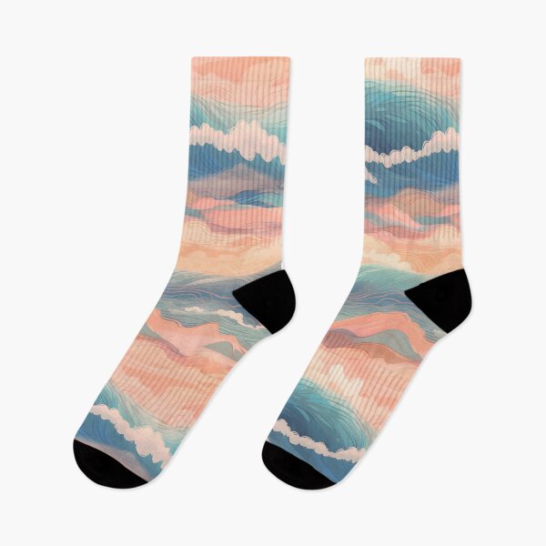 Item preview, Seamless Japanese style pattern of sunset in the ocean. designed and sold by SeamlessGuru.