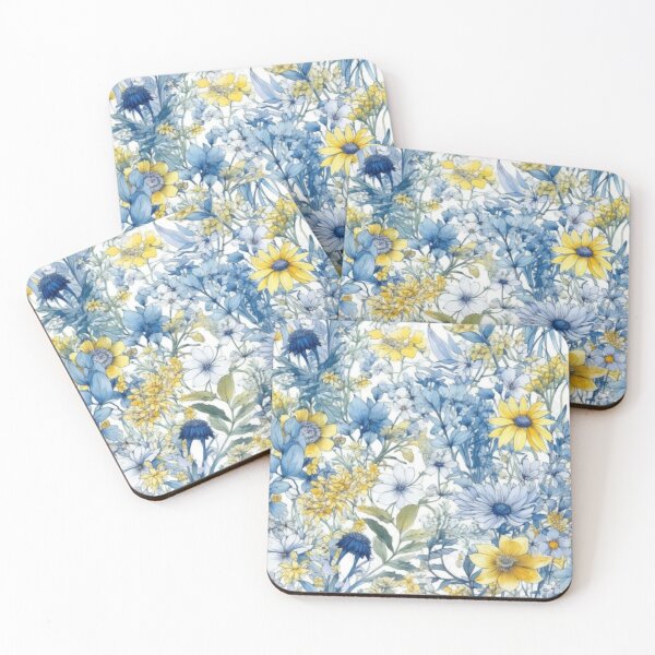 Aperçu de l'œuvre Fleurs sauvages à l'aquarelle de couleur froide créée et vendue par StylizedPattern.