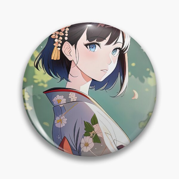 Item preview, Anime girl flower in hair and wearing colorful kimono designed and sold by RK - Shop.