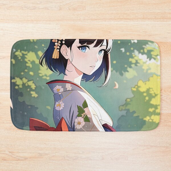 Item preview, Anime girl flower in hair and wearing colorful kimono designed and sold by RK - Shop.