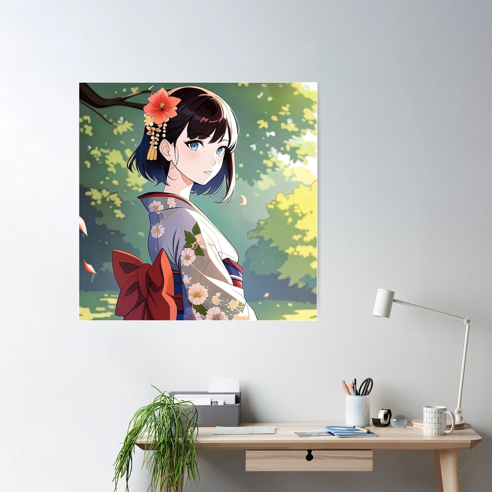 HD wallpaper: anime girl, kimono, black hair, long hair, fish, bubbles,  celebration | Wallpaper Flare