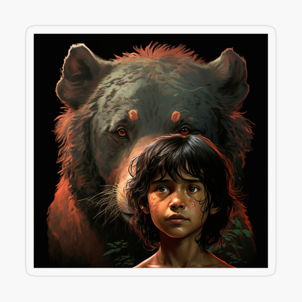 Mowgli & Baloo Sticker by LeVraiMowgli
