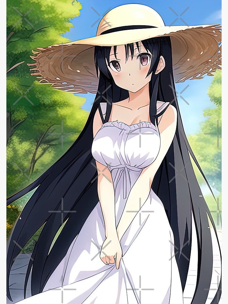 Anime girl with open two hand and white dress Vector Image