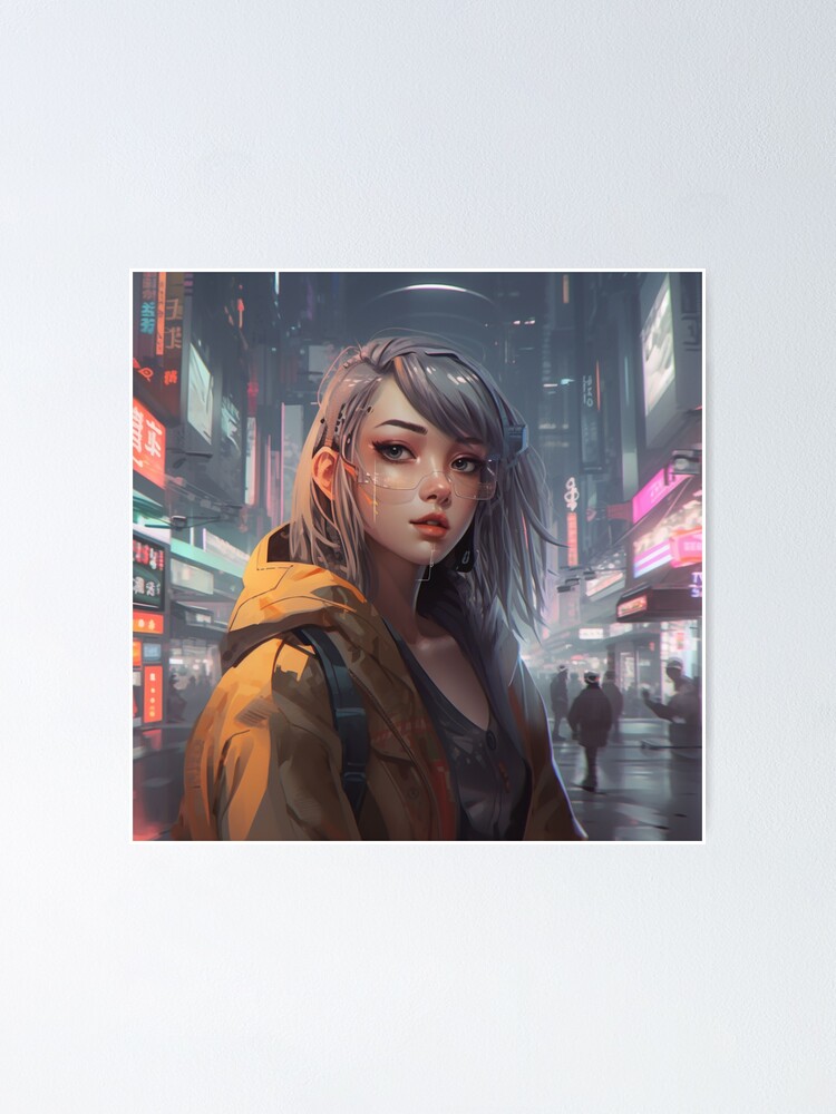 Premium AI Image  Cyberpunk styled woman on city background