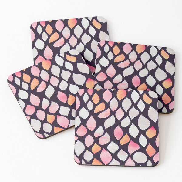 Item preview, Boho Leaves - Pink, Orange and White leaves on Black Background designed and sold by kougan.