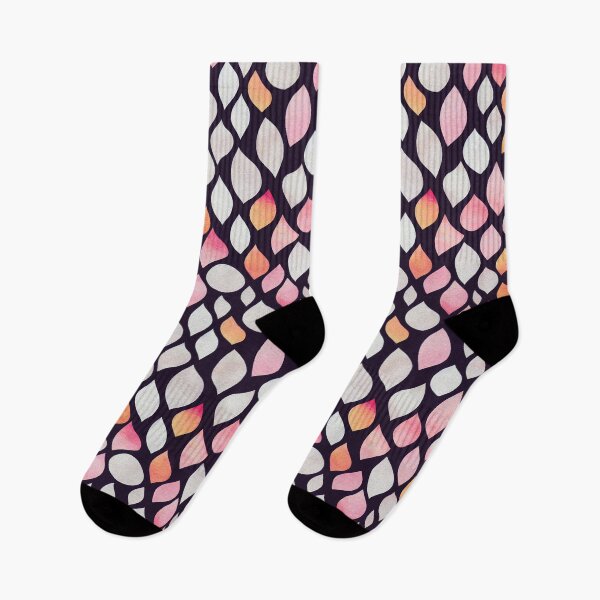 Item preview, Boho Leaves - Pink, Orange and White leaves on Black Background designed and sold by kougan.