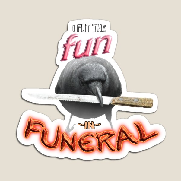 Vista previa del artículo con la obra «Cuervo con cuchillo: pongo la diversión en el arte de la palabra funeraria», diseñado y vendido por snazzyseagull.