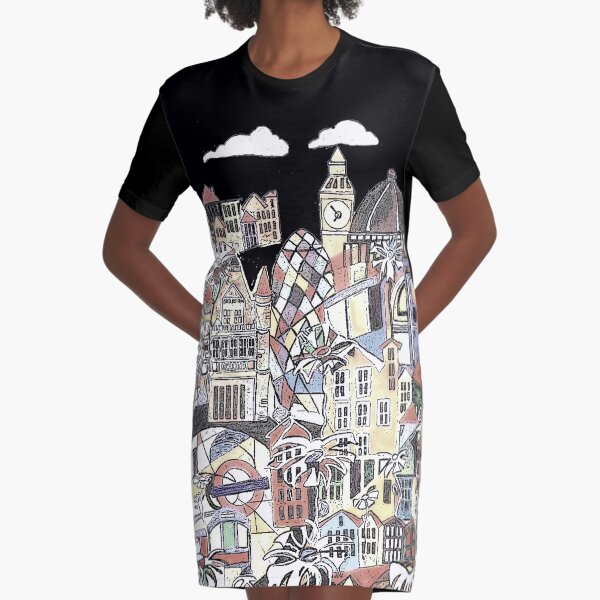 London blooms cityscape Graphic T-Shirt Dress