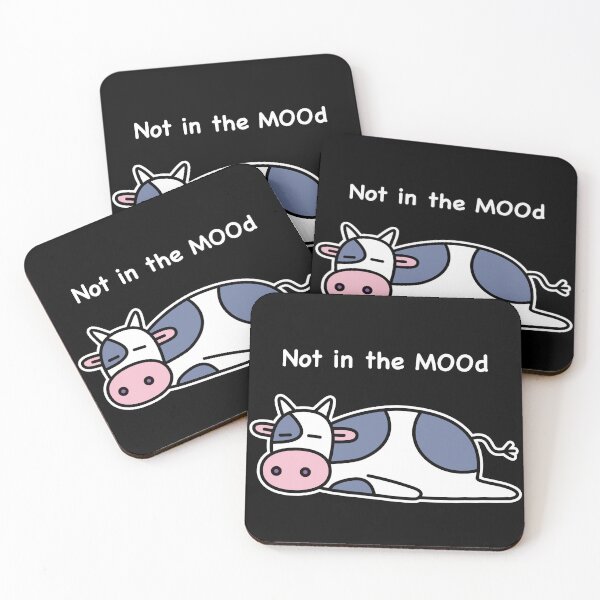 Item preview, Not in the MOOd cute cow pun (black BG) designed and sold by konatarin.