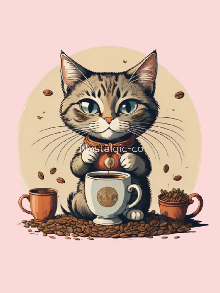 Cute cat with coffee