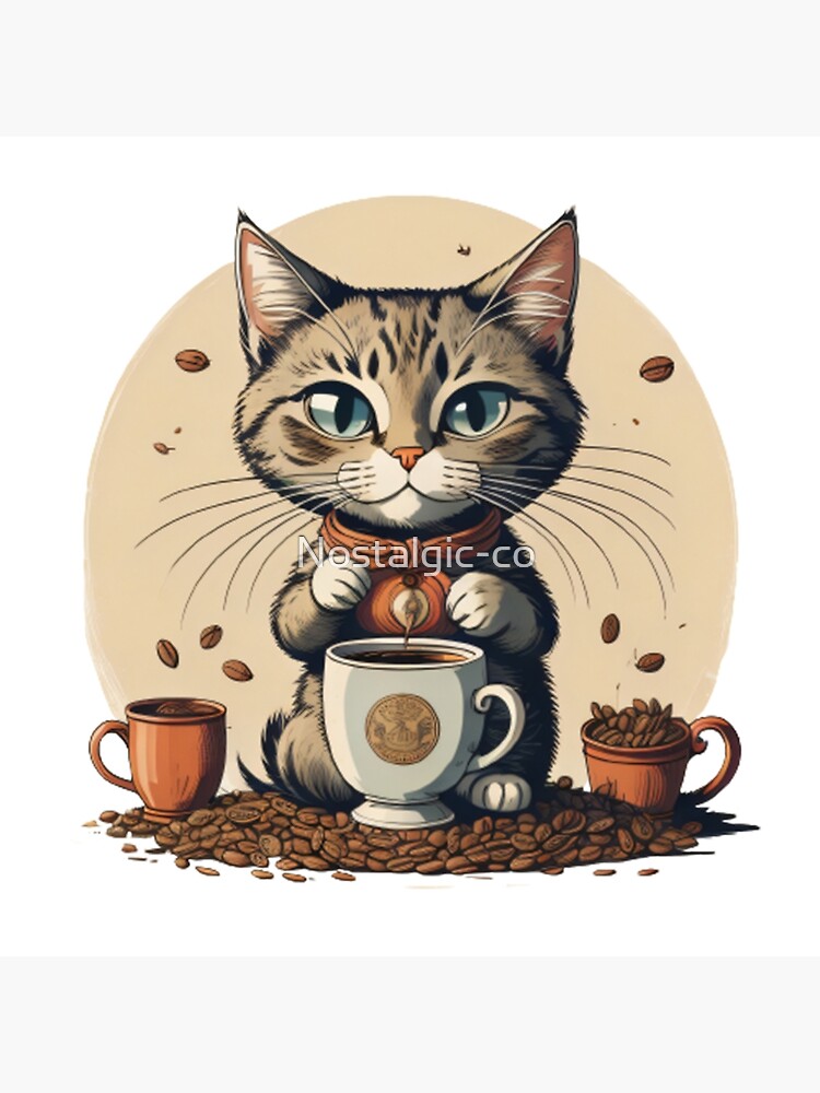 Cute cat with coffee | Poster