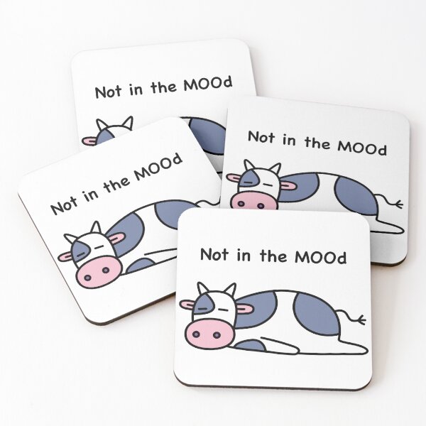 Item preview, Not in the MOOd cute cow pun (white BG) designed and sold by konatarin.