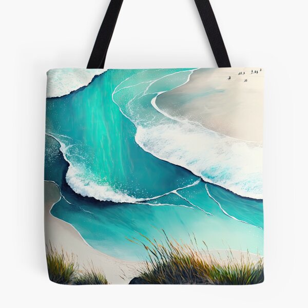 Item preview, Tropical Beach Ocean Waves Watercolor Painting designed and sold by NLopezArt.