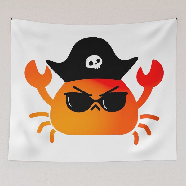 Aperçu de l'œuvre Petit Crabe Crabe Pirate Grincheux créée et vendue par CoralCactusArt.