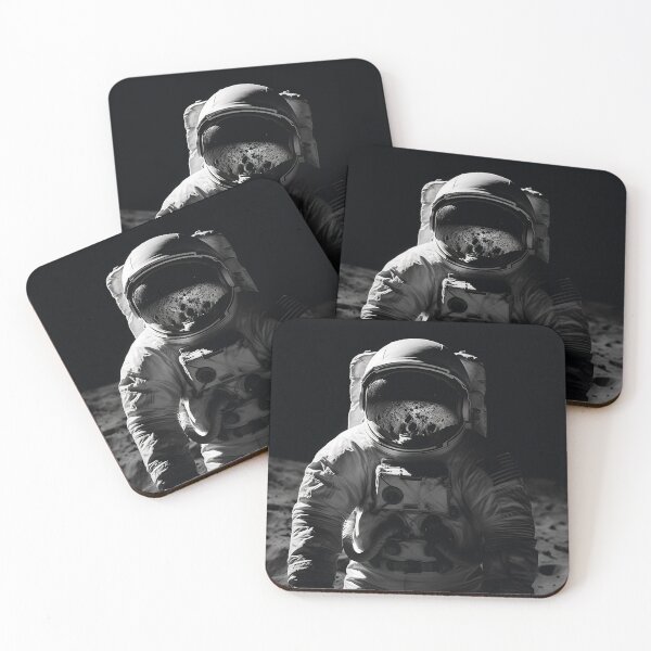 Item preview, Cosmonaut Astronaut Cosmos Orbit Planet Black and White Design Moon Mars Space Travel designed and sold by Univers Noir et Blanc.