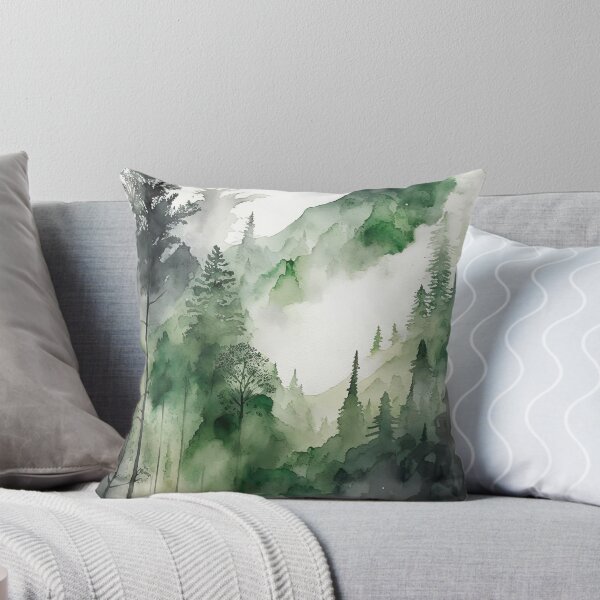 Item preview, Foggy Green Forest Abstract Watercolor designed and sold by NLopezArt.